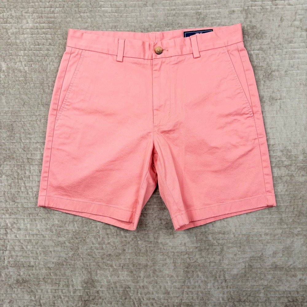 Vineyard Vines Breaker Shorts 30 Pink Coral Cotton Chino Preppy 7‎ Inch Inseam